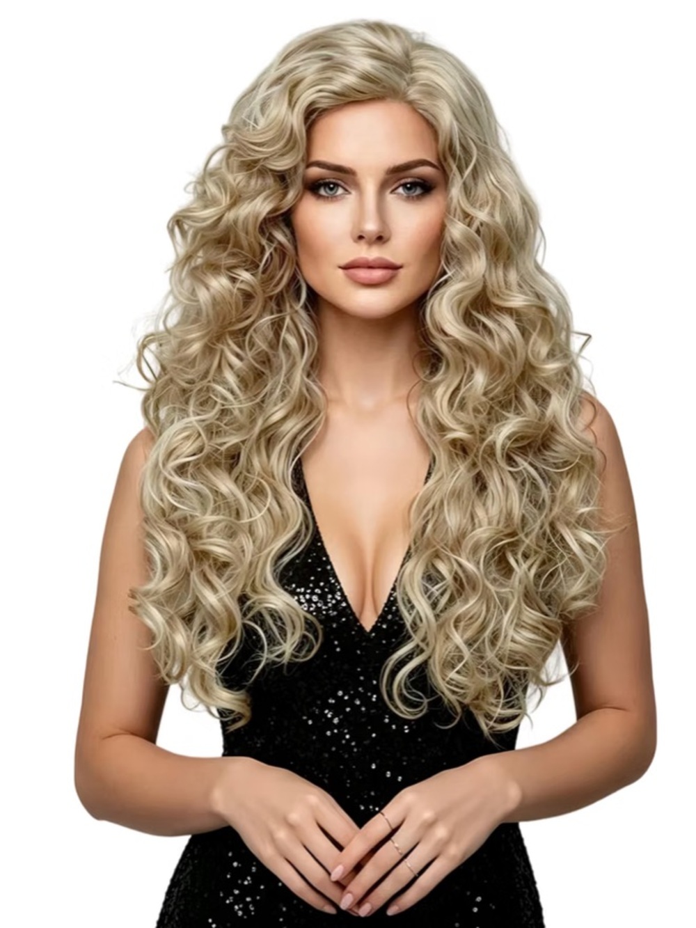 NWT Farrah Fawcett Inspired Big Hair 80s Long Curly 28 Inch Blonde Cosplay Wig